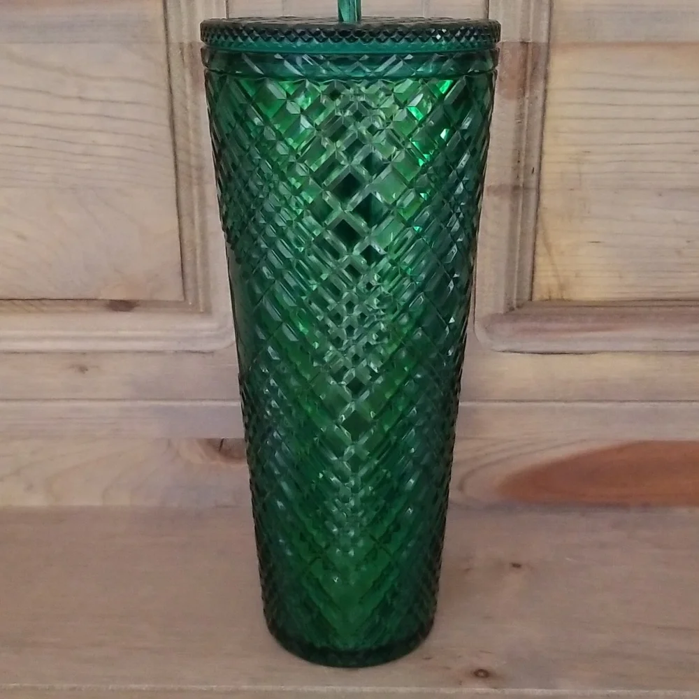 Starbucks Emerald Green Jeweled Venti Tumbler with Straw